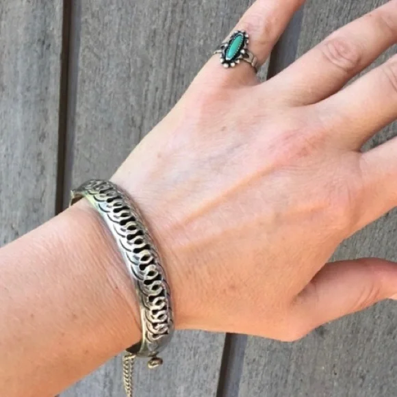 TAXCO 925 Bracelet Vintage Sterling Silver Shadow Box Hinged Bangle - Picture 3 of 6